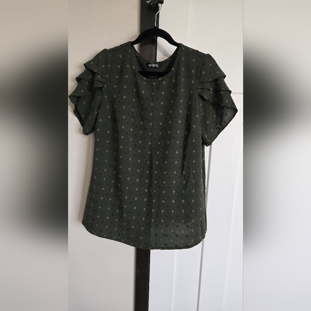 Dark Green Polka Dot Blouse